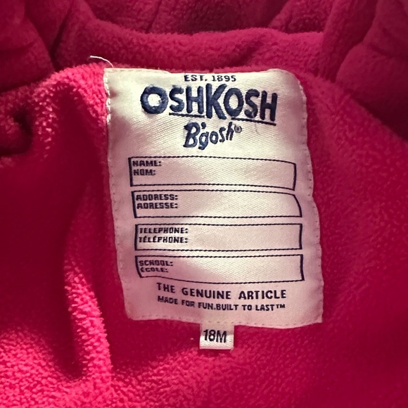OshKosh B'gosh Pink and grey Snowsuit with Faux Fur Hood - Picture 2 of 7